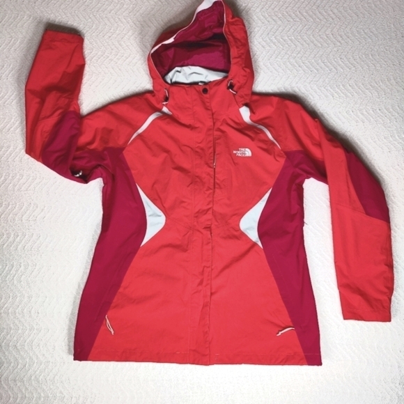 The North Face Boundary TriClimate Jacket Hood Outer Shell Women L Orange White - Picture 1 of 16